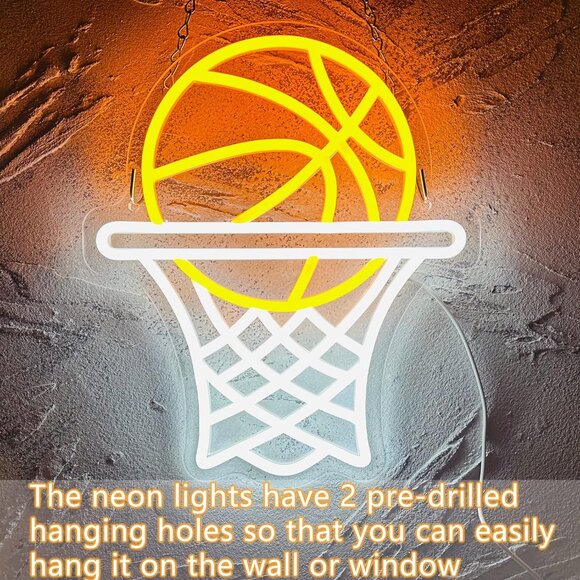 Basketball Yellow Led Neon Signs for Wall Decor USB Powered Bedroom Game Room - Picture 5 of 6